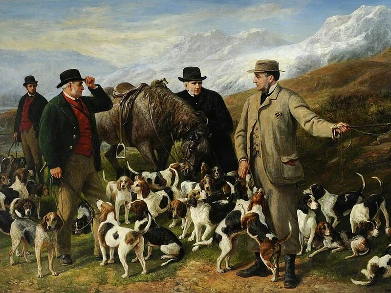1816-John William Bottomley - Scena di caccia con i falchi di Windermere 1880